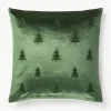 Samt-Kissenhülle Isadora mit Weihnachtsbaum-Stickerei