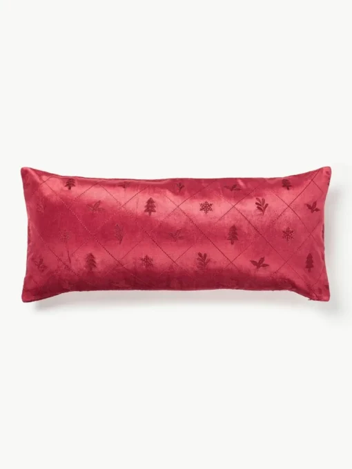 Samt-Kissenhülle Isadora mit weihnachtlicher Stickerei