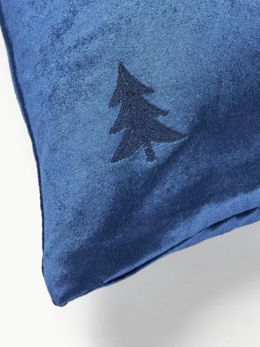 Samt-Kissenhülle Isadora mit Weihnachtsbaum-Stickerei