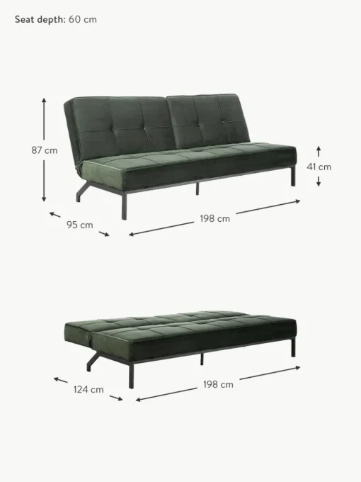 Samt-Schlafsofa Perugia (3-Sitzer)