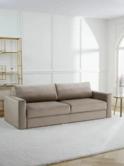 Samt-Schlafsofa Tasha (3-Sitzer) mit Stauraum