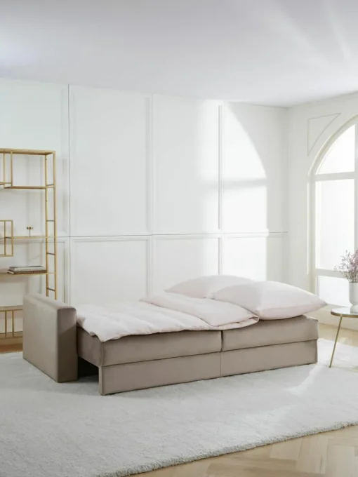 Samt-Schlafsofa Tasha (3-Sitzer) mit Stauraum