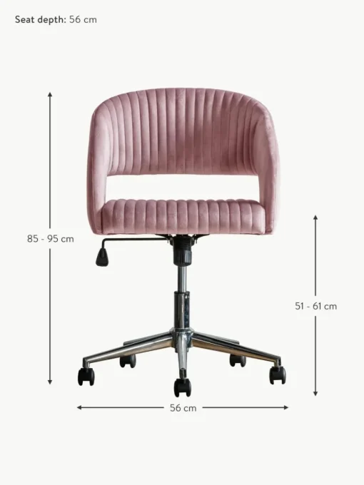 Samt-Schreibtischstuhl Murray, höhenverstellbar