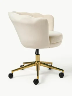 Samt-Schreibtischstuhl Oyster mit Armlehne, höhenverstellbar