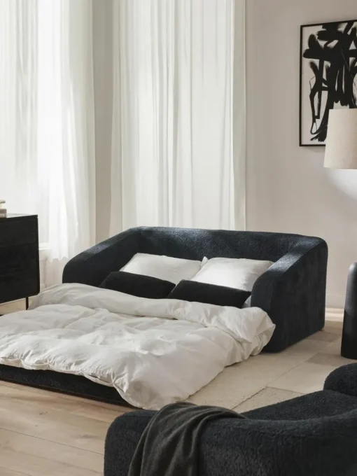 Schlafsofa Eliot (2-Sitzer) aus Teddy-Bouclé