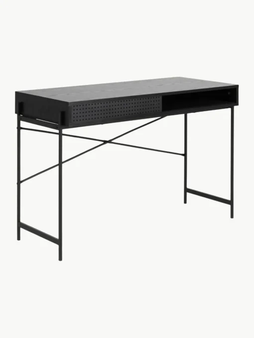 Schmaler Schreibtisch Angus mit Stauraum