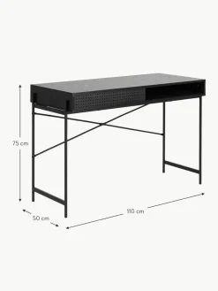 Schmaler Schreibtisch Angus mit Stauraum