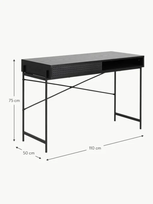 Schmaler Schreibtisch Angus mit Stauraum