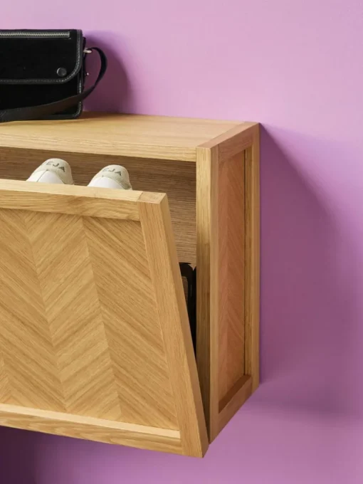 Schuhschrank Herringbone aus Holz mit Fischgrätmuster