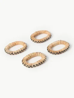Serviettenringe Weave aus Rattan und Mangoholz, 4 Stück