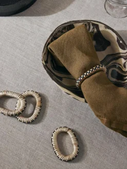 Serviettenringe Weave aus Rattan und Mangoholz, 4 Stück