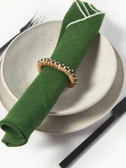 Serviettenringe Weave aus Rattan und Mangoholz, 4 Stück