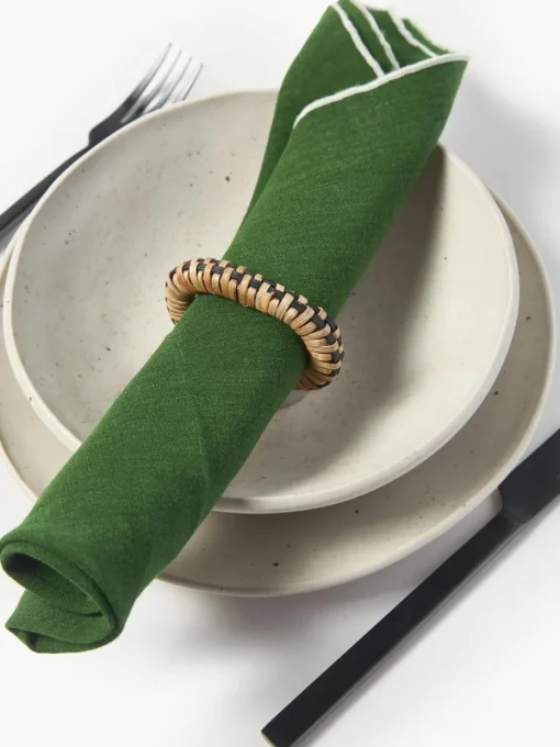 Serviettenringe Weave aus Rattan und Mangoholz, 4 Stück