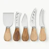 Silberne Käsemesser Frija mit Akazienholzgriff, 5er-Set
