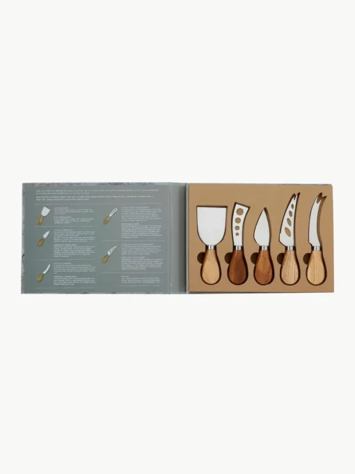 Silberne Käsemesser Frija mit Akazienholzgriff, 5er-Set