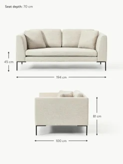 Sofa Emma (3-Sitzer) mit Metall-Füßen