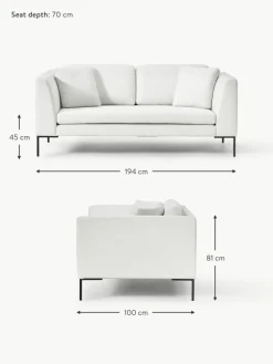 Sofa Emma (3-Sitzer) mit Metall-Füßen