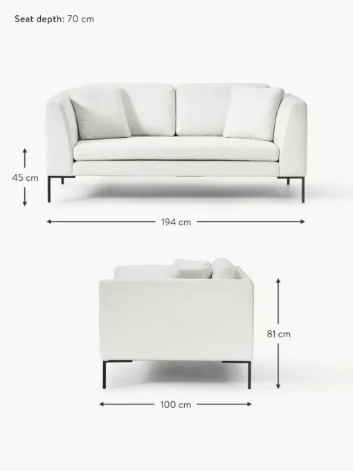 Sofa Emma (3-Sitzer) mit Metall-Füßen