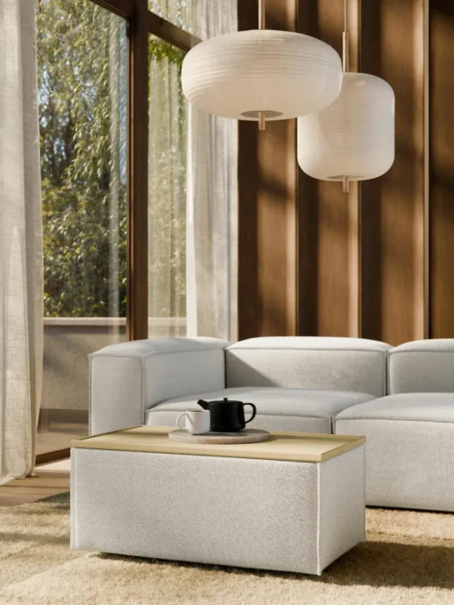 Sofa-Hocker Lennon aus Bouclé mit Stauraum