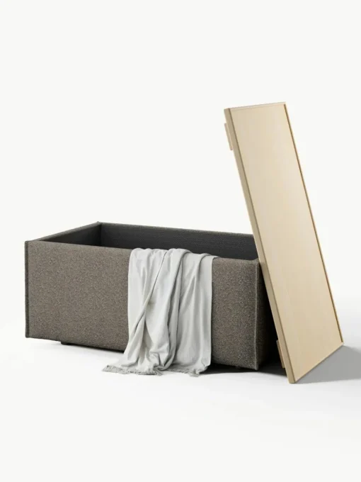 Sofa-Hocker Lennon aus Bouclé mit Stauraum