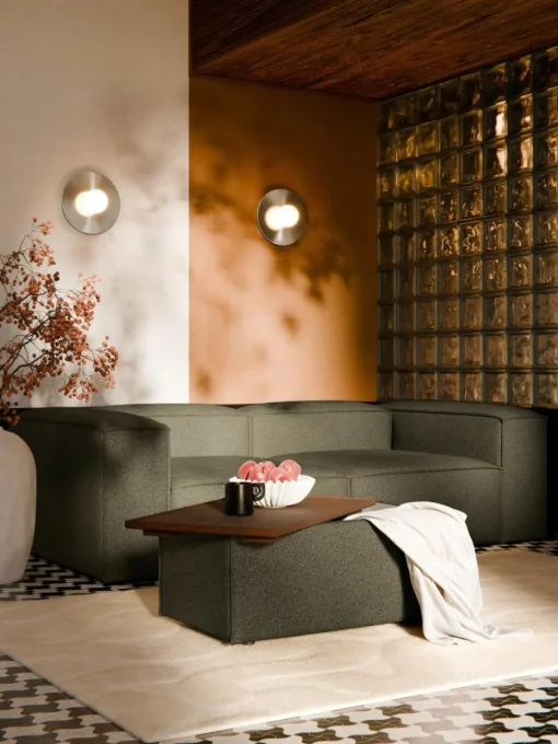 Sofa-Hocker Lennon aus Bouclé mit Stauraum