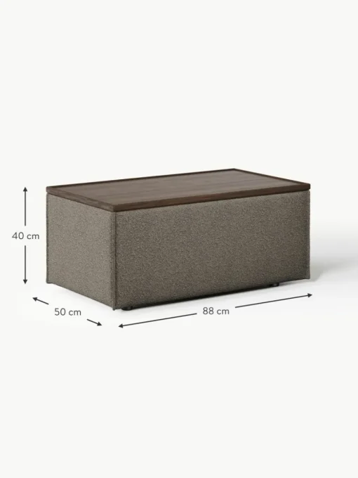 Sofa-Hocker Lennon aus Bouclé mit Stauraum