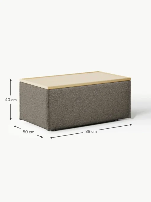 Sofa-Hocker Lennon aus Bouclé mit Stauraum