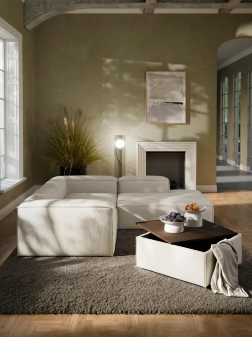 Sofa-Hocker Lennon aus Cord mit Stauraum