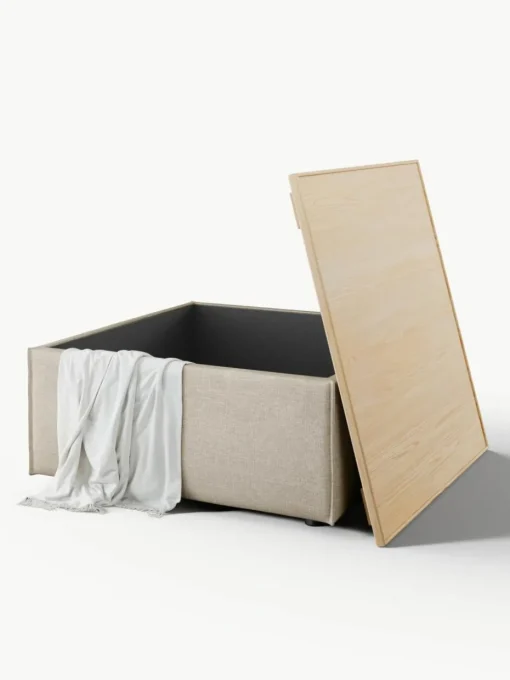 Sofa-Hocker Lennon aus Leinen-Mix mit Stauraum