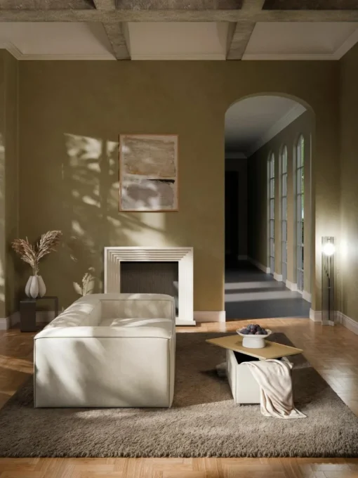 Sofa-Hocker Lennon aus Leinen-Mix mit Stauraum