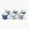 Tassen Pacific Blue aus Porzellan, 6er-Set