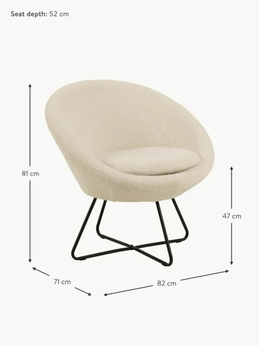 Teddy-Cocktailsessel Center mit Metall-Beinen