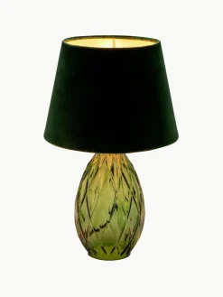Tischlampe Crystal Velvet mit Glasfuß