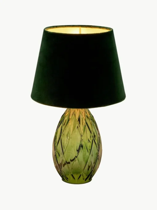 Tischlampe Crystal Velvet mit Glasfuß