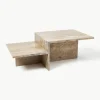 Travertin-Couchtisch Distinct mit zwei Tischplatten