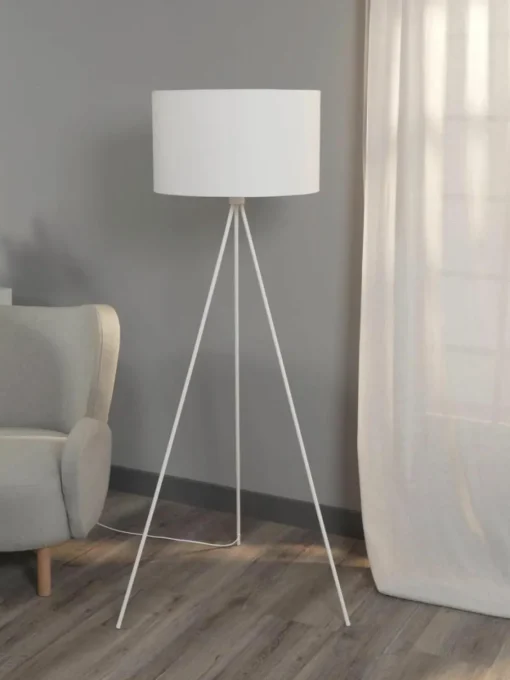 Tripod Stehlampe Cella mit Stoffschirm