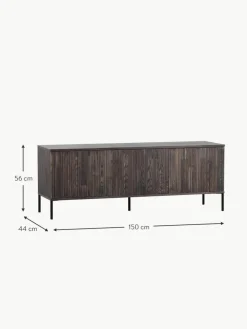 TV-Lowboard Avourio aus Eschenholz mit geriffelter Front, 3-türig
