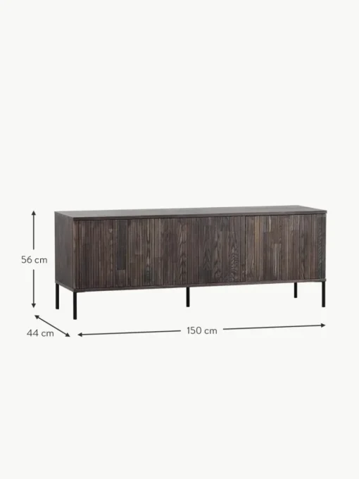 TV-Lowboard Avourio aus Eschenholz mit geriffelter Front, 3-türig