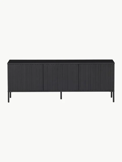 TV-Lowboard Avourio aus Kiefernholz mit geriffelter Front, 3-türig