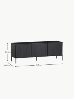 TV-Lowboard Avourio aus Kiefernholz mit geriffelter Front, 3-türig