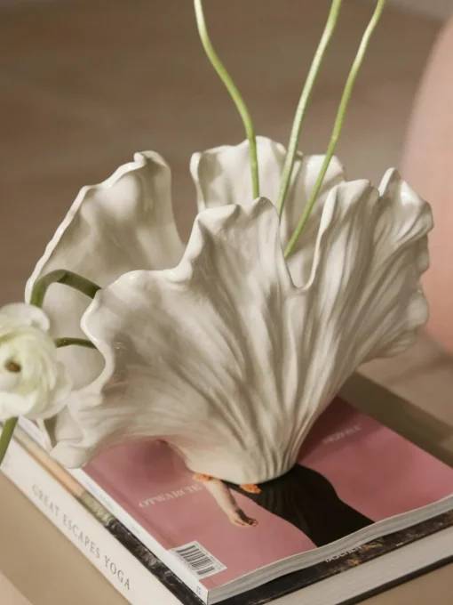 Vase Gingko in Muschel-Form, H 24 cm