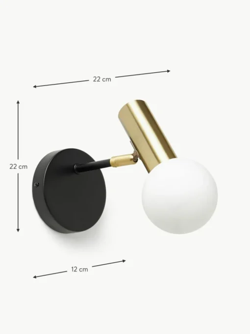 Verstellbare Wandleuchte Wilson mit Glasschirm
