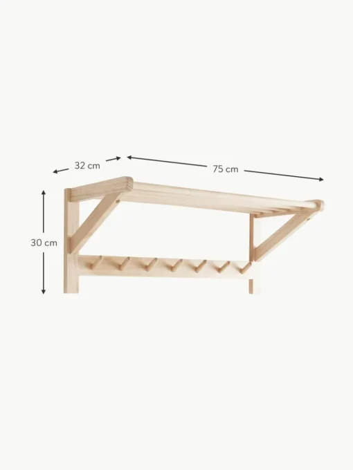Wandgarderobe Cole mit Hutablage aus Kiefernholz