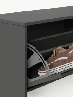 Wand-Schuhschrank Shea mit Klappfächern und geriffelter Front