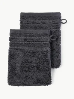 Waschhandschuhe Luxe mit Streifenbordüre, 2 Stück