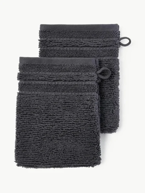 Waschhandschuhe Luxe mit Streifenbordüre, 2 Stück