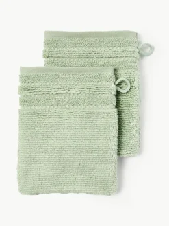 Waschhandschuhe Luxe mit Streifenbordüre, 2 Stück