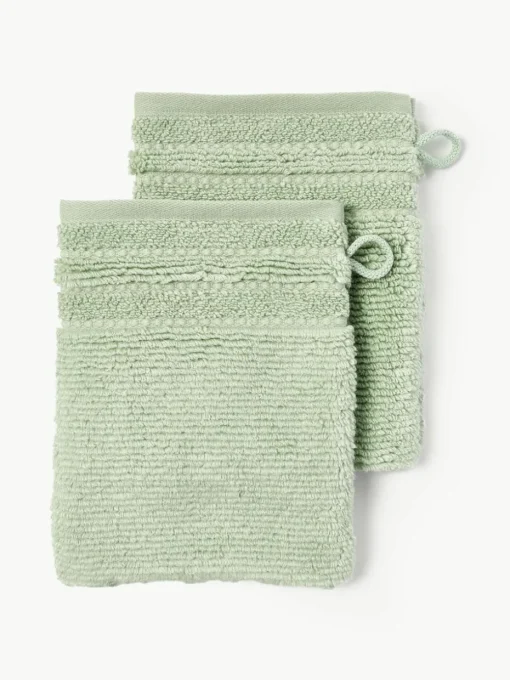 Waschhandschuhe Luxe mit Streifenbordüre, 2 Stück