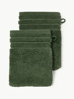 Waschhandschuhe Luxe mit Streifenbordüre, 2 Stück