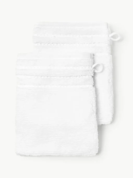 Waschhandschuhe Luxe mit Streifenbordüre, 2 Stück